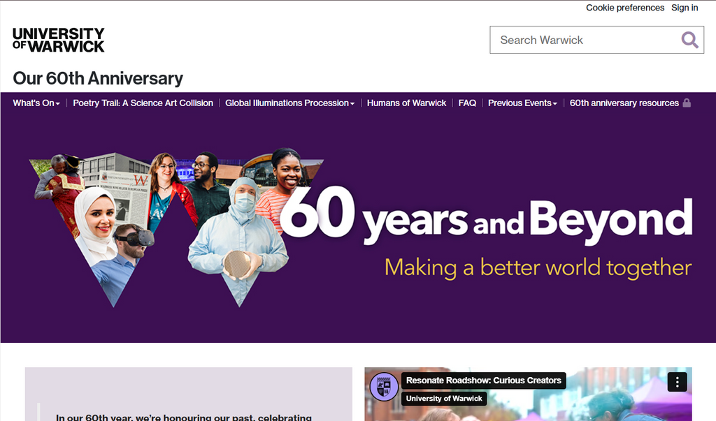 University of Warwick Commemorates 60 Years of Excellence